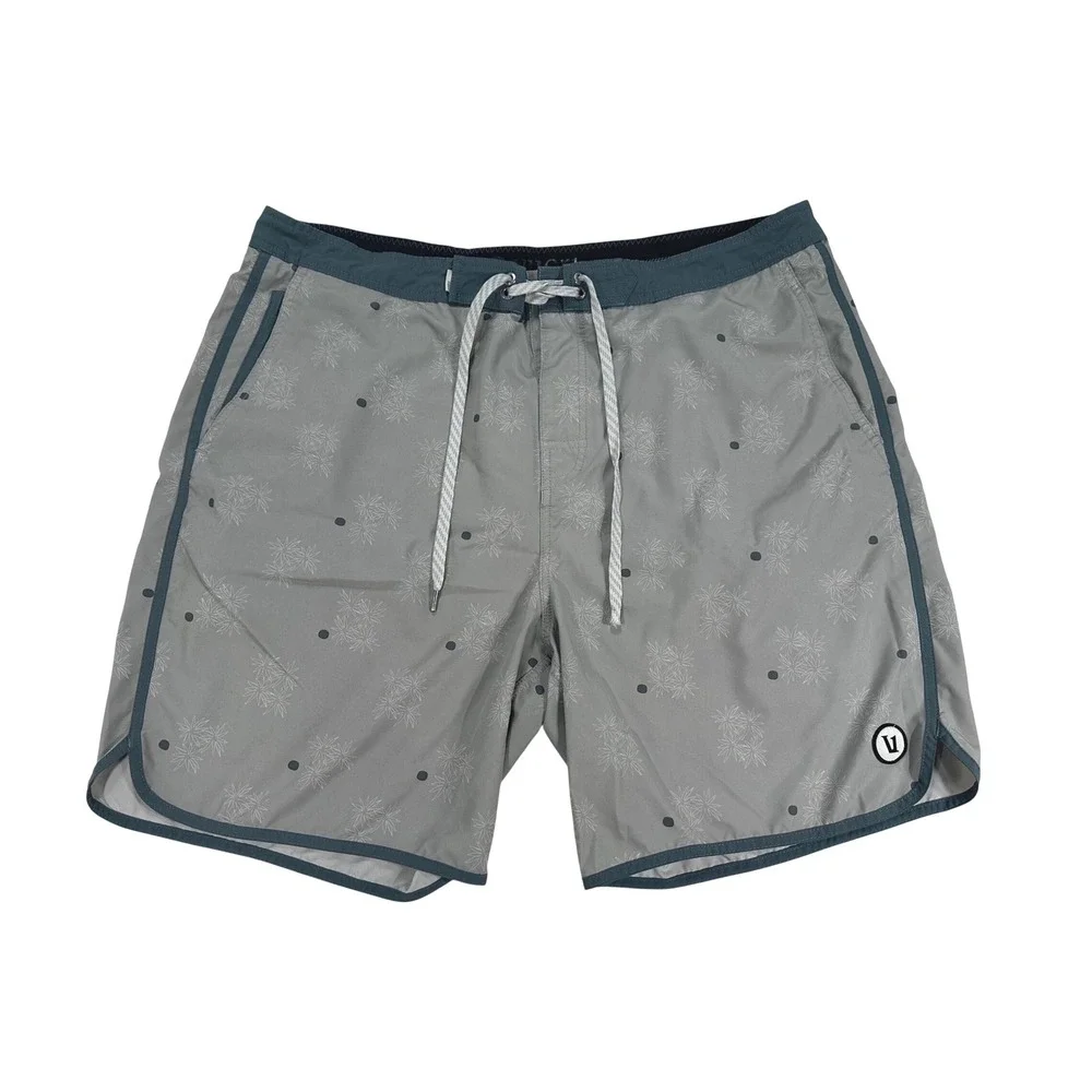 Vuori Mens Cruise Board Shorts Gray Floral Dot Swim‎ Trunks Size 38 V314